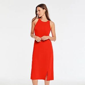 Ann Taylor Petite Halter Shift Dress In Fiery Red